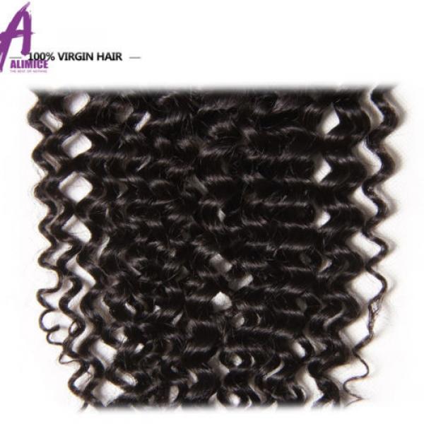 lace closure Brazilian Virgin Hair Curly Wave 4*4 Free Part/Middle/ Three Part #5 image