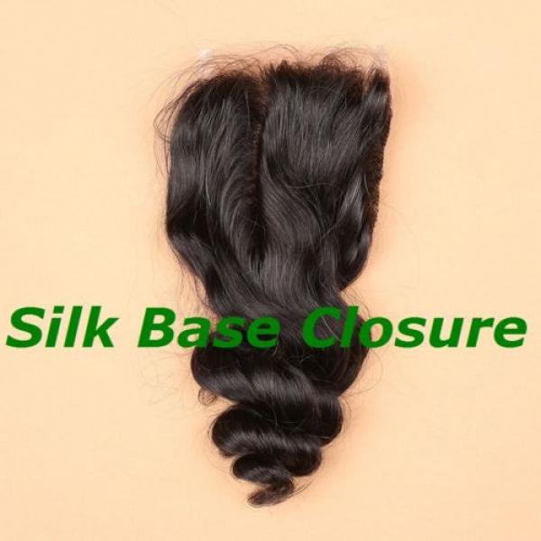 Brazilian Unprocessed Human Baby Virgin Hair 4*4 Loose Wave Silk Base Closure #1 image