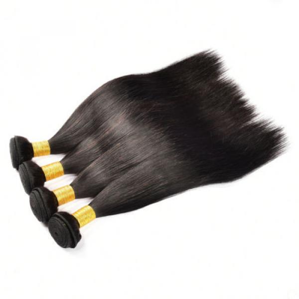 4 Bundles Straight Weave Brazilian Virgin Human Hair Extensions Natural Color #5 image