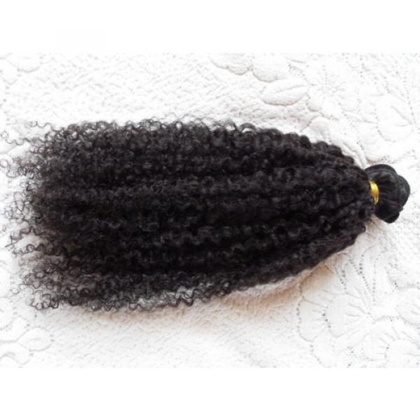 Brazilian Human Hair Kinky Curly Extensions Natural Black Weft Virgin Hair Weave #4 image