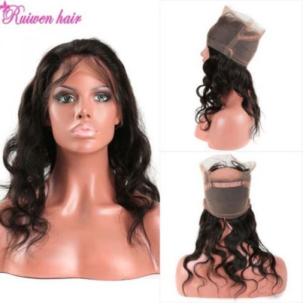 Body Wave Brazilian Virgin Human Hair Weft 360 Lace Frontal Closure 8A #1 image