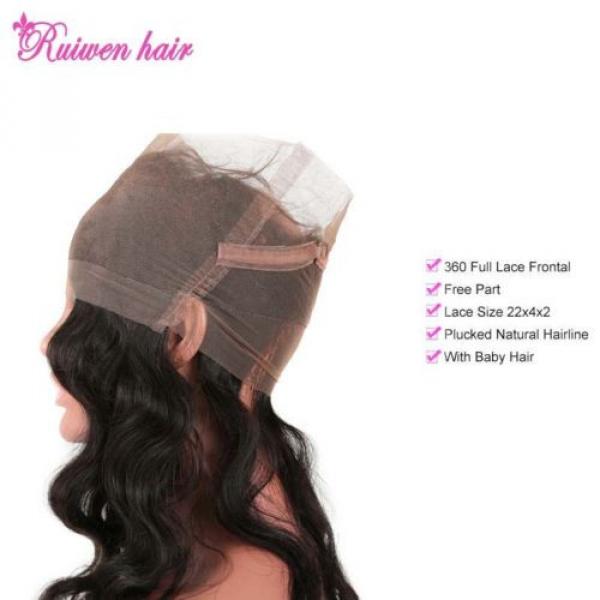 Body Wave Brazilian Virgin Human Hair Weft 360 Lace Frontal Closure 8A #2 image