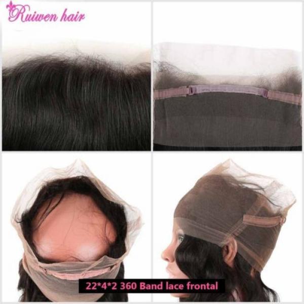 Body Wave Brazilian Virgin Human Hair Weft 360 Lace Frontal Closure 8A #3 image