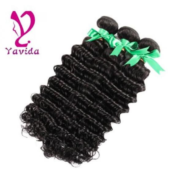 Natural Black Brazilian Virgin Hair Deep Wave Human Hair Extension 3 Bundle 300g #2 image
