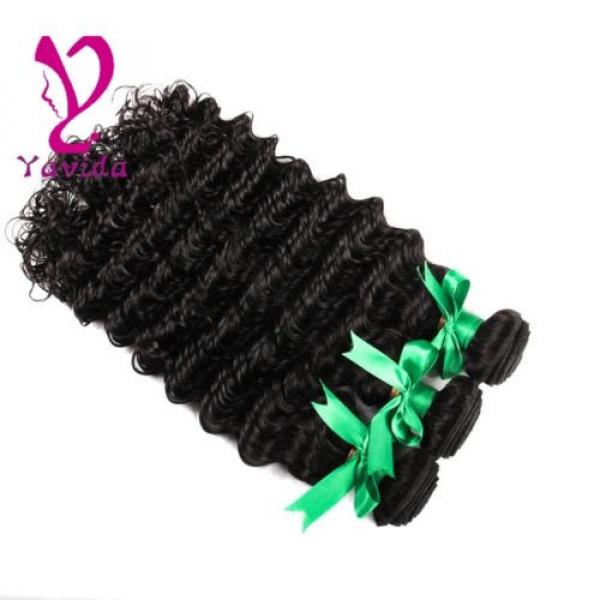 Natural Black Brazilian Virgin Hair Deep Wave Human Hair Extension 3 Bundle 300g #3 image