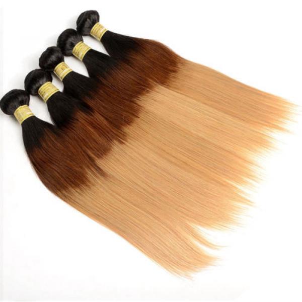 Ombre 100% Unprocessed Brazilian Virgin Straight Hair Extension 300g/3 Bundles #4 image