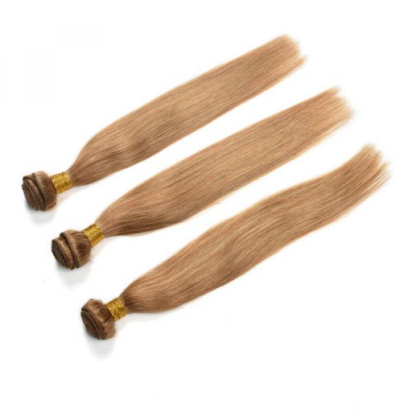 4bundles 50g Remy Human Hair Straight Honey Blonde Color 27 Brazilian hair Weave #3 image