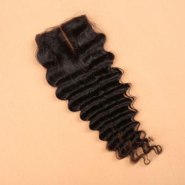 Brazilian Unprocessed Human Baby Virgin Hair 4*4 Deep Wave Silk Base Closure 1b #5 image