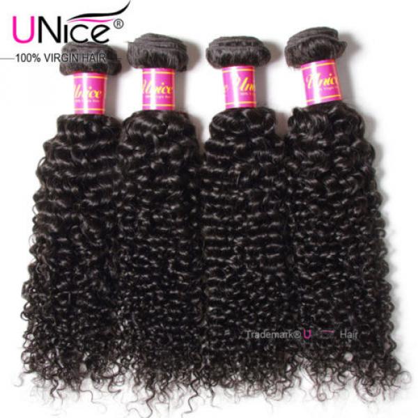 Brazilian Curly Virgin Hair Weave 4 Bundles UNice Wet Wavy Human Hair Extensions #1 image