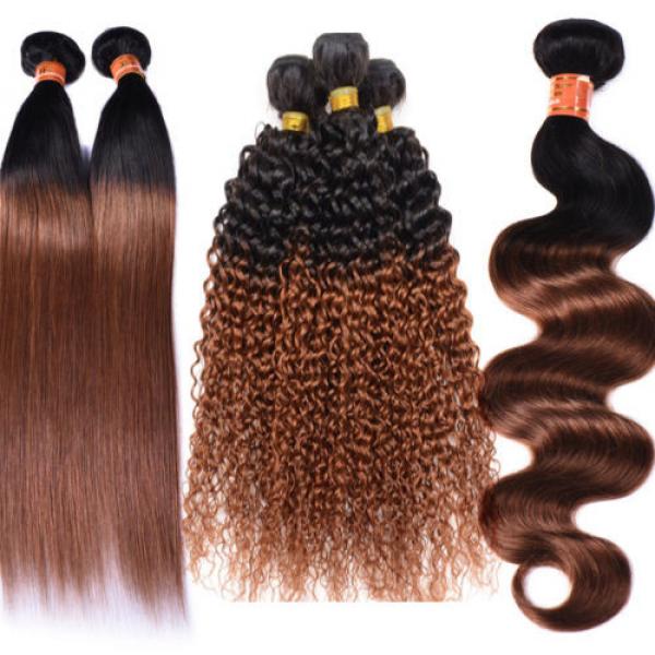3bundles 300g Brazilian Peruvian Human Hair Weaves Virgin Hair Weft Color T1b/30 #1 image