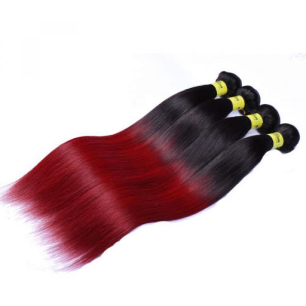 Brazilian virgin hair bundles 1B-Bug color red human hair weave 4bundles/200g #2 image