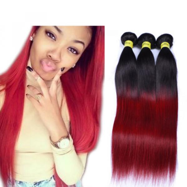 Brazilian virgin hair bundles 1B-Bug color red human hair weave 4bundles/200g #3 image