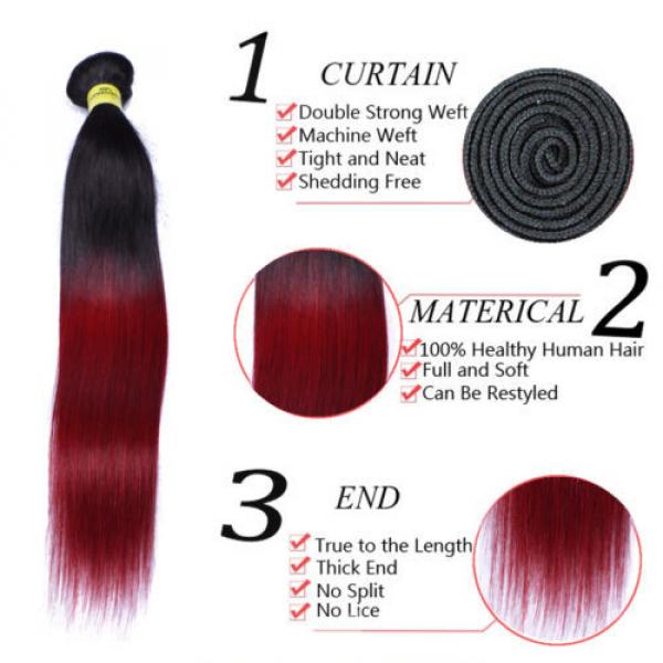 Brazilian virgin hair bundles 1B-Bug color red human hair weave 4bundles/200g #4 image