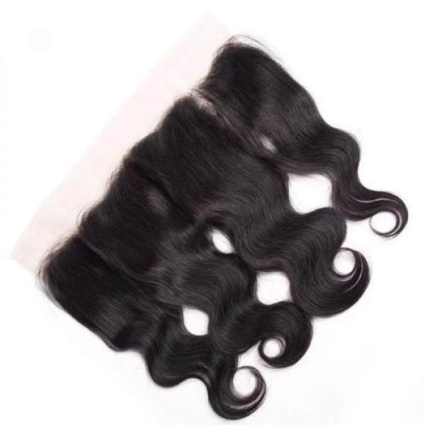 Brazilian Virgin Human Hair Body Wave 13*4 Lace Frontal Closure Natural Black #4 image