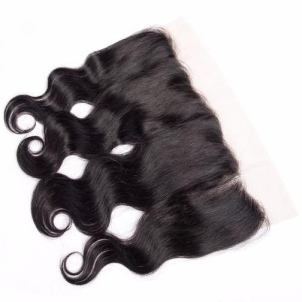 Brazilian Virgin Human Hair Body Wave 13*4 Lace Frontal Closure Natural Black #5 image
