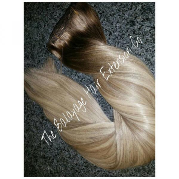 Brazilian Virgin Clip In Human Hair Extension Ombre Blonde 7pcs/100g #2 image