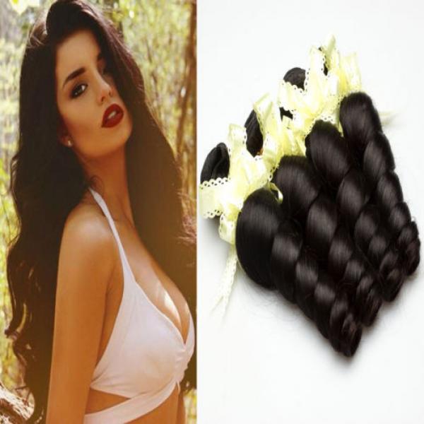 100% Brazilian Virgin Human Remy Hair Extension 4 Bundle Weaving Weft Loose Wave #1 image