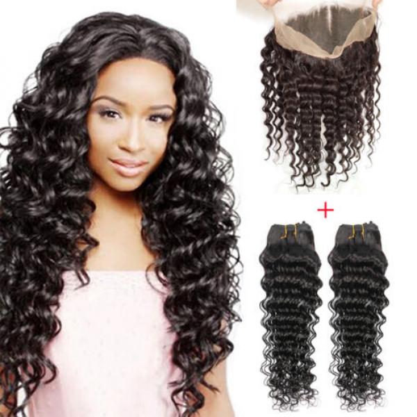 360 Lace Frontal with Bundles Deep Wave Brazilian Virgin Remy Hair with Closure #1 image