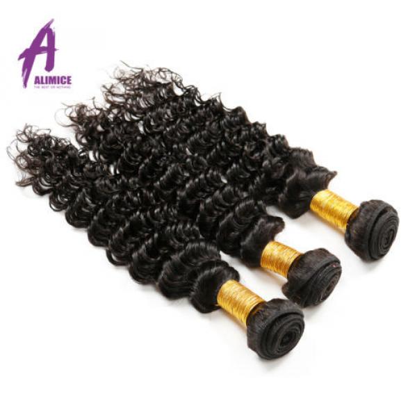 Deep Wave Brazilian Virgin Human Hair Extensions Weave 3 Bundles/300g Curly 7A #5 image