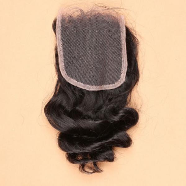 7A 4*4 Top Lace Closure 100% Brazilian Human Baby Virgin Hair Loose Wave 1b #1 image