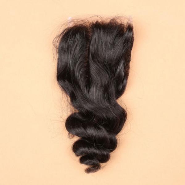 7A 4*4 Top Lace Closure 100% Brazilian Human Baby Virgin Hair Loose Wave 1b #2 image