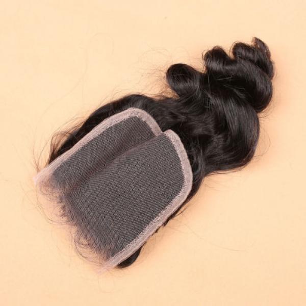 7A 4*4 Top Lace Closure 100% Brazilian Human Baby Virgin Hair Loose Wave 1b #3 image