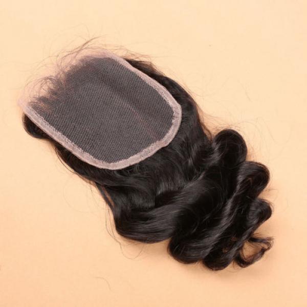 7A 4*4 Top Lace Closure 100% Brazilian Human Baby Virgin Hair Loose Wave 1b #5 image