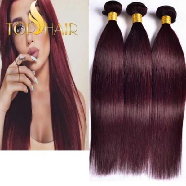 Virgin Brazilian Straight Bundle hair Remy Human Hair Weft Ombre color 99j# #1 image