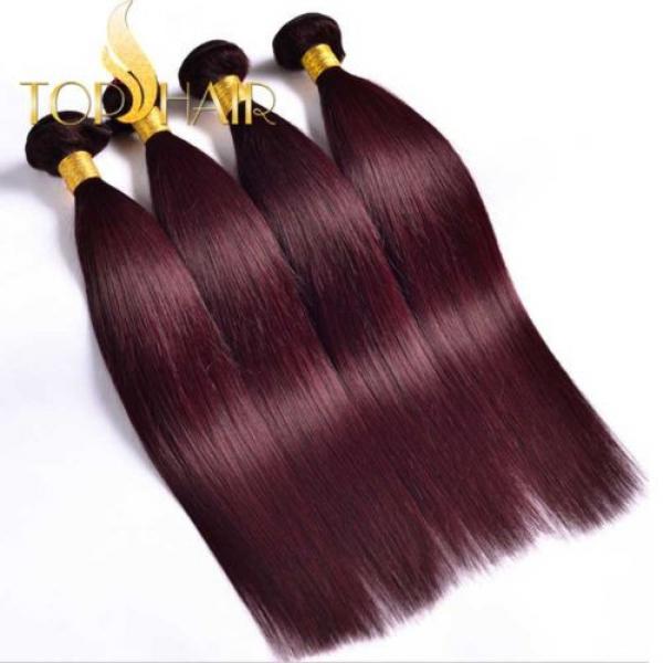 Virgin Brazilian Straight Bundle hair Remy Human Hair Weft Ombre color 99j# #2 image