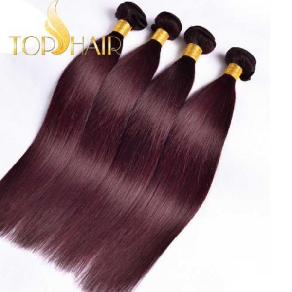 Virgin Brazilian Straight Bundle hair Remy Human Hair Weft Ombre color 99j# #3 image