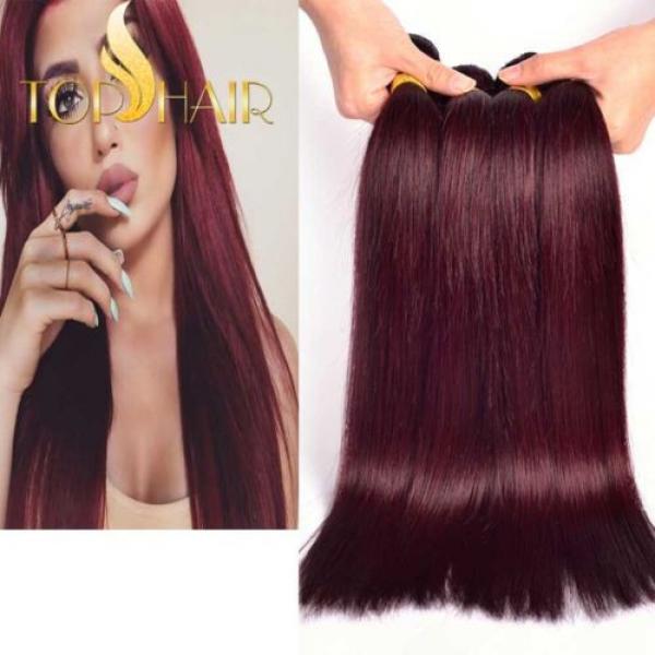 Virgin Brazilian Straight Bundle hair Remy Human Hair Weft Ombre color 99j# #4 image