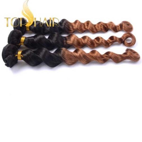 100% virgin Brazilian remy Hair Ombre color 1b/30 3Bundles Loose deep Wave weft #3 image