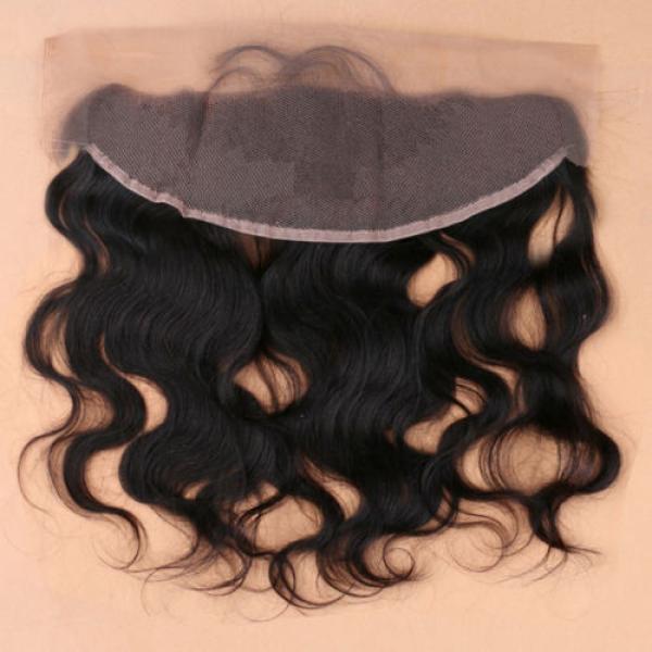 7A Brazilian Human Virgin Hair Body Wave 13*4 Ear to Ear Lace Frontal Closure 1B #1 image