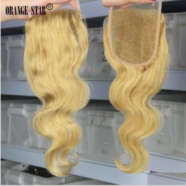 7A Brazilian Virgin Human Hair 3 Bundles With 27# Golden Blonde 4x4 Lace Closure #2 image