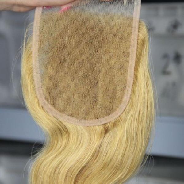 7A Brazilian Virgin Human Hair 3 Bundles With 27# Golden Blonde 4x4 Lace Closure #4 image
