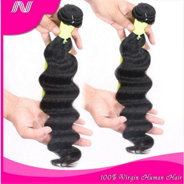 100% 6A Unprocessed Virgin Brazilian loose  wave Hair Natural Black bundles 100g #1 image