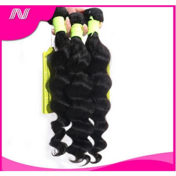 100% 6A Unprocessed Virgin Brazilian loose  wave Hair Natural Black bundles 100g #3 image