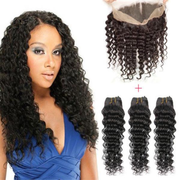 7A Brazilian Virgin Hair with Closure 360Lace Frontal with Bundle Deep Wave Hair #1 image