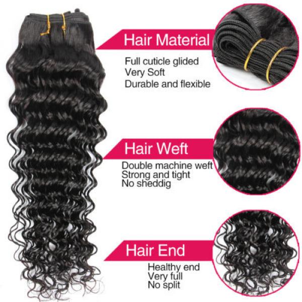7A Brazilian Virgin Hair with Closure 360Lace Frontal with Bundle Deep Wave Hair #4 image