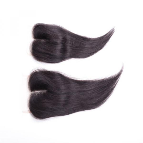 4 x4 Lace Closure 6A Unprocessed Brazilian Virgin straight Human Hair Extensions #4 image