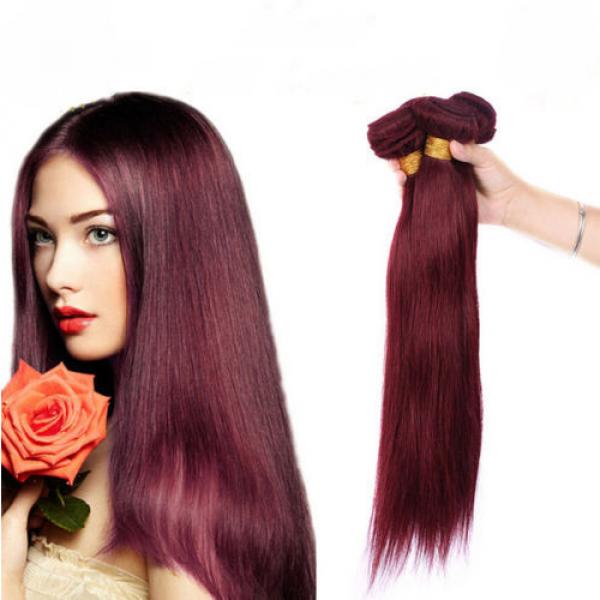 3 Bundles Brazilian Virgin Human Hair Straight Red Wine Burgundy 99J Weave Weft #1 image