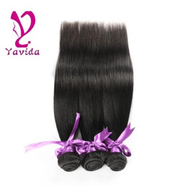 100% Unprocessed Virgin Brazilian Straight Hair Extensions Human Weave 3Bundles #1 image