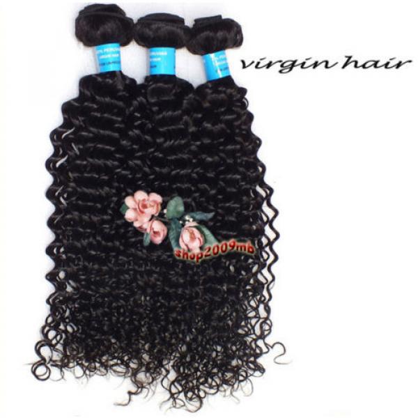 Weave 300g/3 Bundles Kinky Curly Human Hair Extensions Virgin Peruvian Hair Weft #5 image