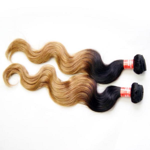 4 Bundles/200g Peruvian Virgin Body Wave Ombre Human Hair Extensions Weave Weft #1 image