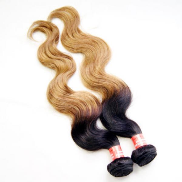 4 Bundles/200g Peruvian Virgin Body Wave Ombre Human Hair Extensions Weave Weft #2 image