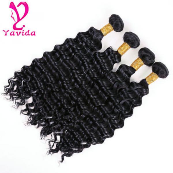 Virgin Peruvian Deep Wave Curly Human Hair Extensions Weave Weft 400g/4Bundles #1 image