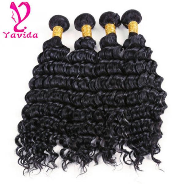 Virgin Peruvian Deep Wave Curly Human Hair Extensions Weave Weft 400g/4Bundles #2 image