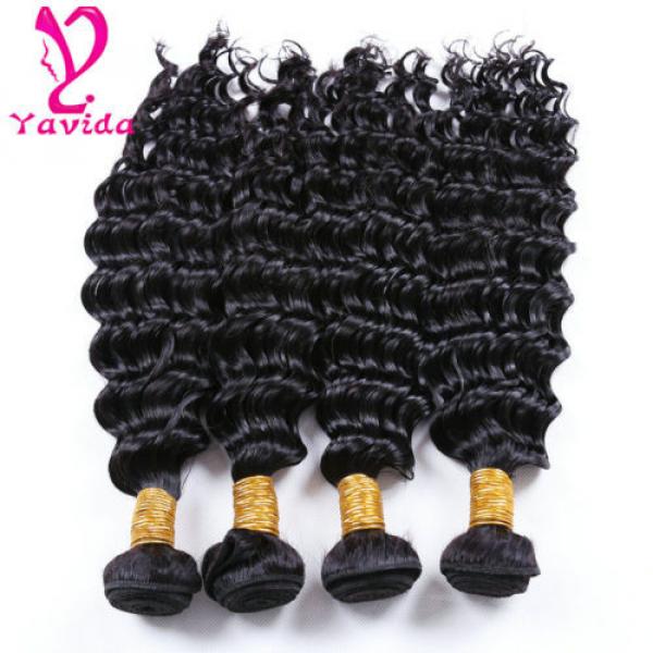 Virgin Peruvian Deep Wave Curly Human Hair Extensions Weave Weft 400g/4Bundles #3 image
