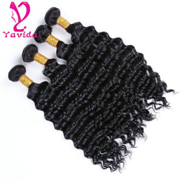 Virgin Peruvian Deep Wave Curly Human Hair Extensions Weave Weft 400g/4Bundles #4 image