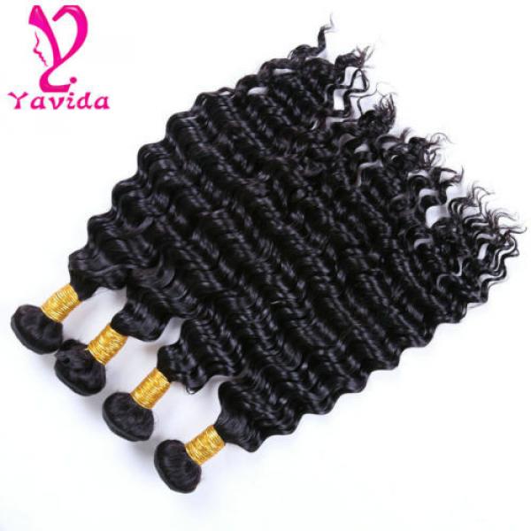 Virgin Peruvian Deep Wave Curly Human Hair Extensions Weave Weft 400g/4Bundles #5 image